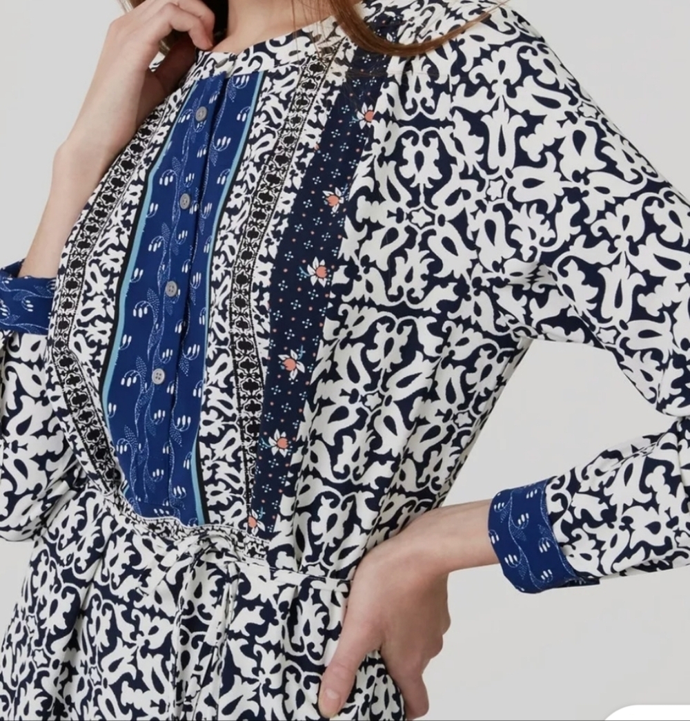 Ann Taylor Loft Floral Mosaic Shirt dress SP - Picture 2 of 12